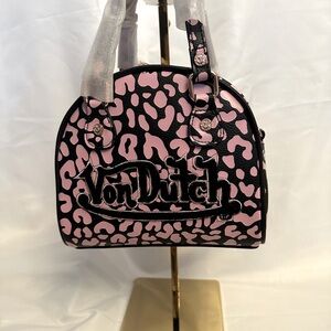 Brand NWT! Von Dutch Pink and Black Cheetah Bowling Bag with detachable straps!